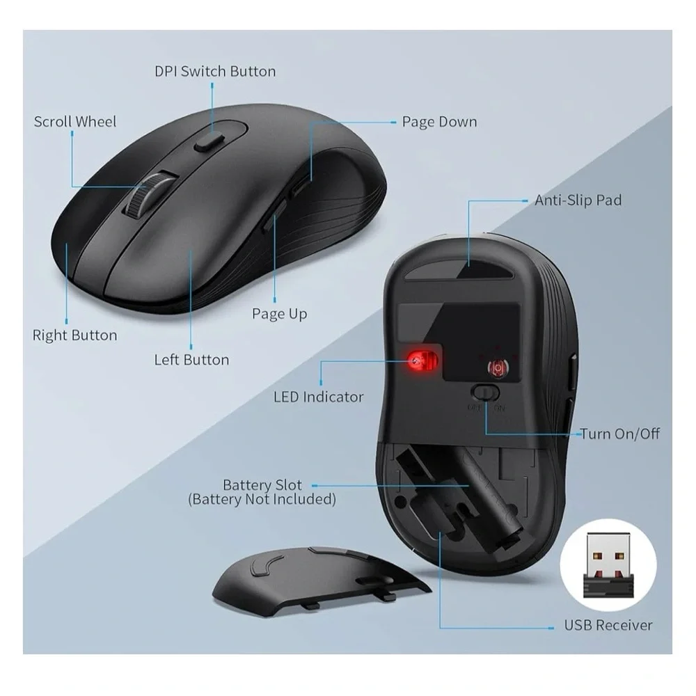 Sleek Black Wireless Keyboard and Mouse Set
